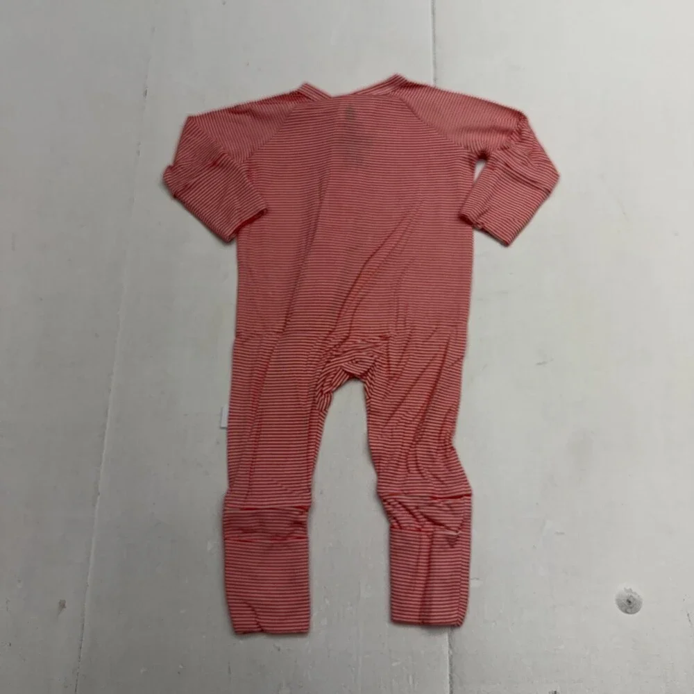 Uptown Baby Sleeper Baby Girls 0-3M Red Stripe Bamboo Zip One Piece Jersey